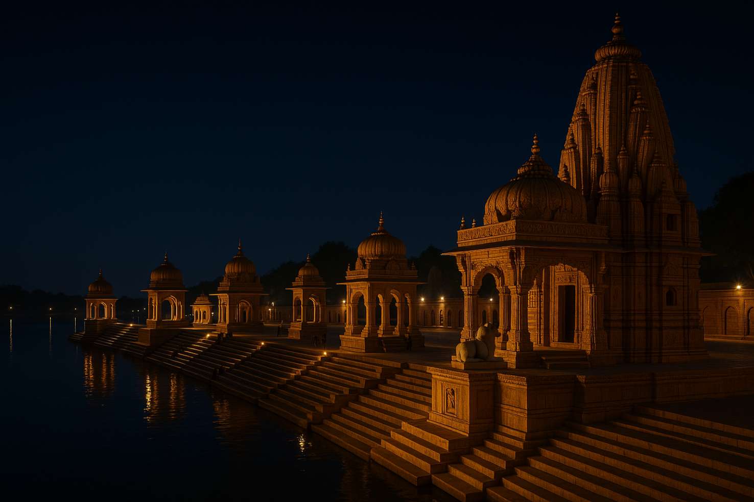 Chambal Riverfront Kota lit up at night view