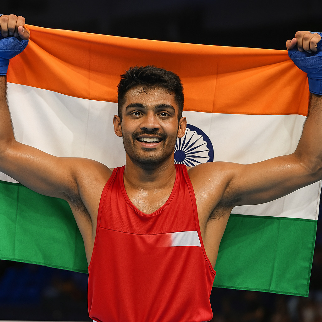 Hitesh Gulia World Boxing Cup 2025 hitesh gulia grab indian flag on his hands