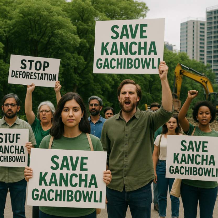 Save Kancha Gachibowli Supreme Court Step save kancha gachibowli protest by university student and locals